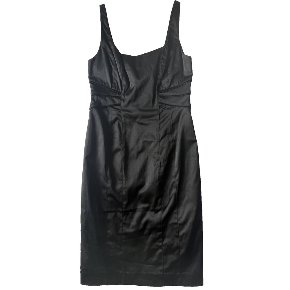 Forever 21 Black Sheath Dress Womens Small Sleeveless Bodycon Fitted Midi